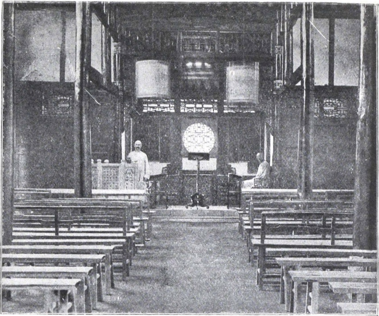 Public-domain historical interior view of a church in Pachow