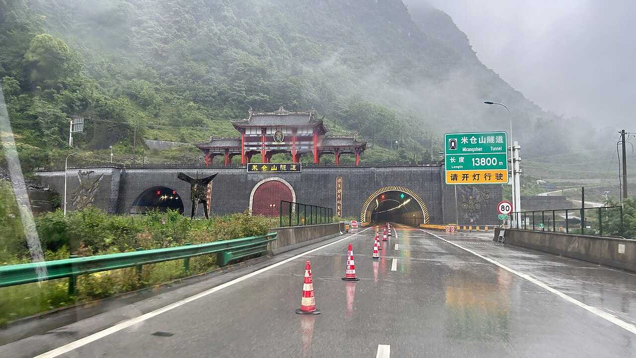 Motorway portals at the Micangshan Tunnel corridor