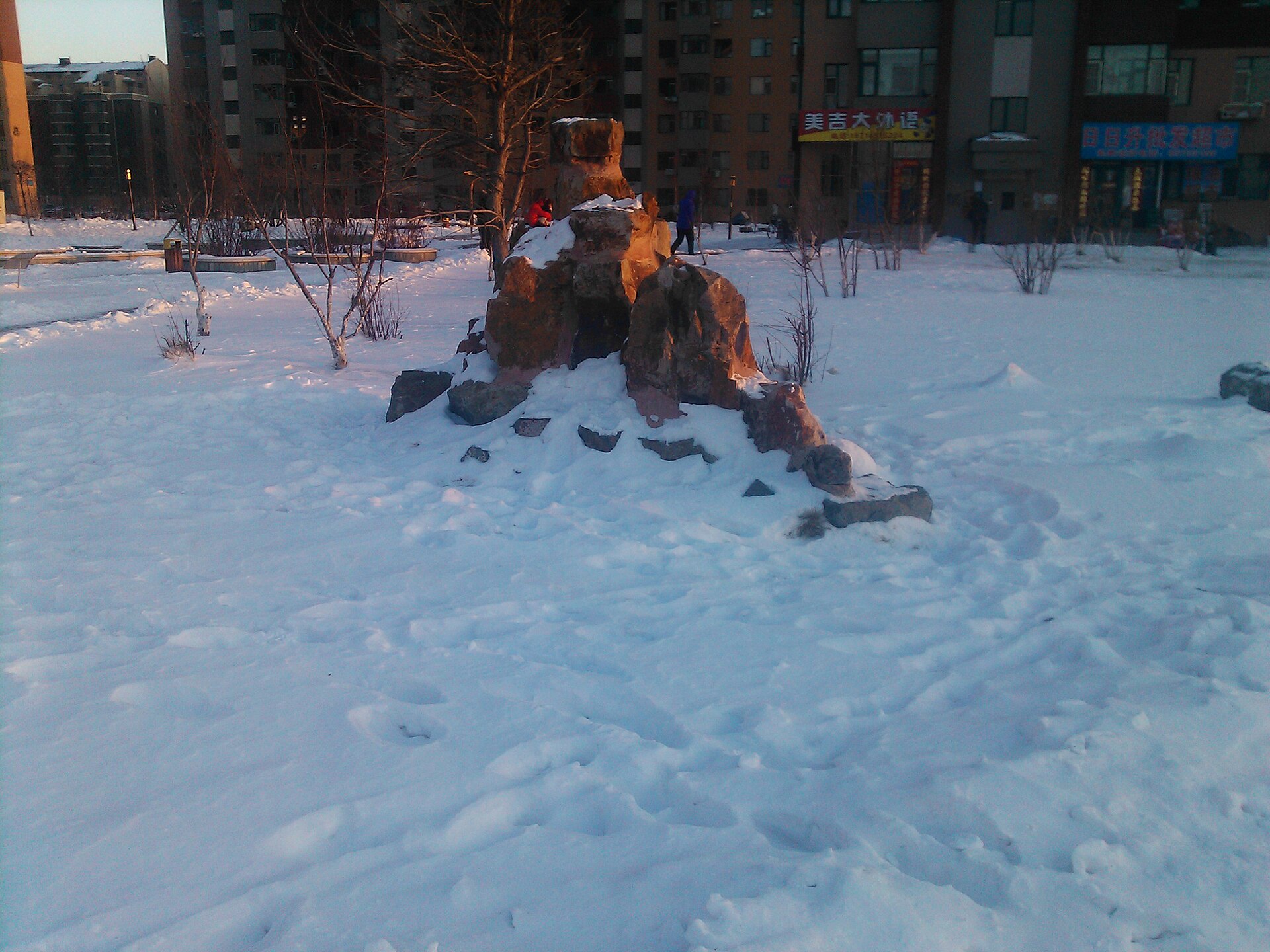 Snow-covered residential courtyard in Luyuan, Changchun
