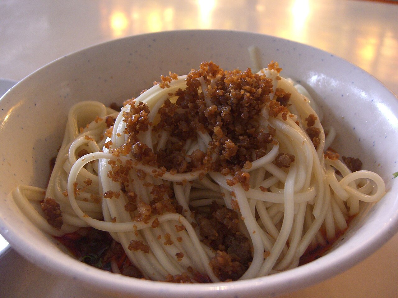 Dan dan noodles served in Chengdu