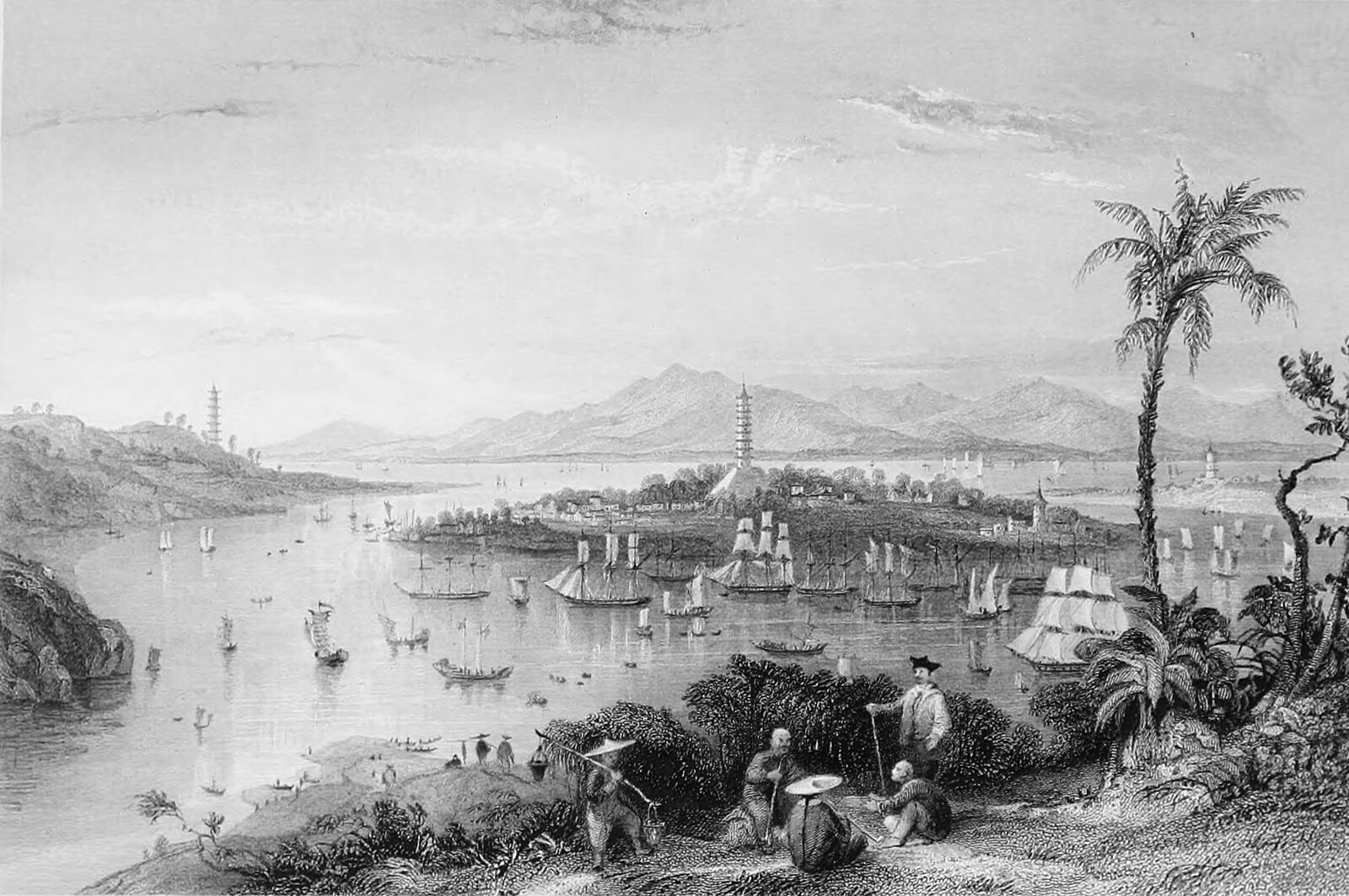 Nineteenth-century engraving of ships at the Whampoa anchorage