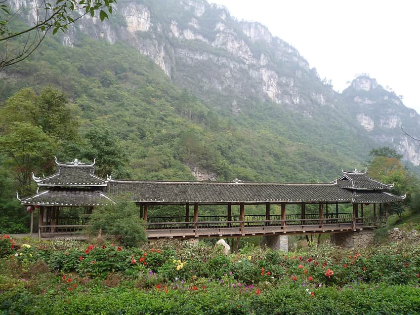 Bridge in the Nanjiang River Gorge landscape