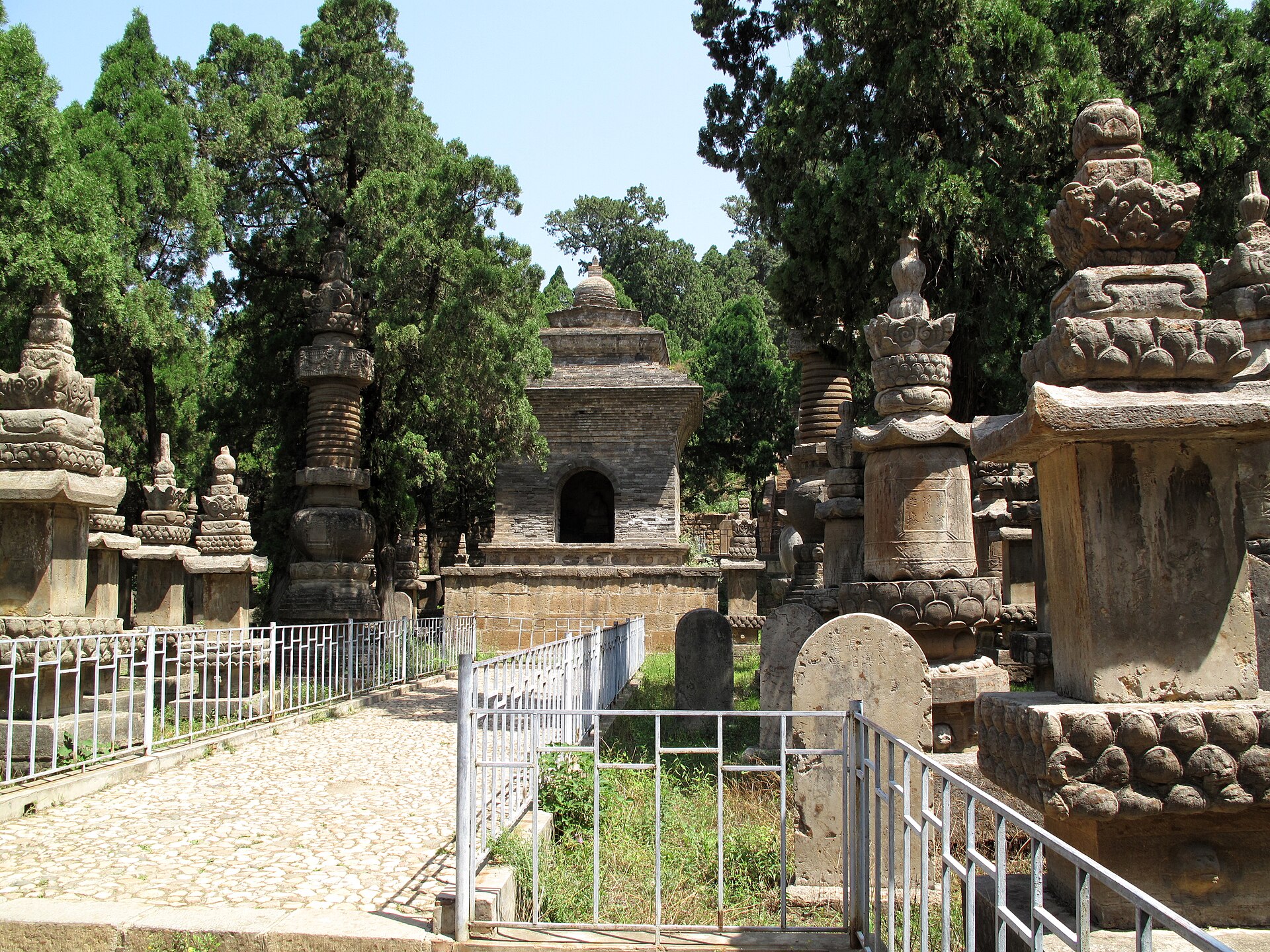 Historic stupas in the Pagoda Forest at Lingyan Temple