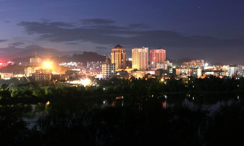 Anning at night in the Kunming city profile