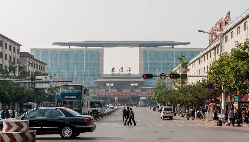 Kunming Railway Station in the Kunming city profile