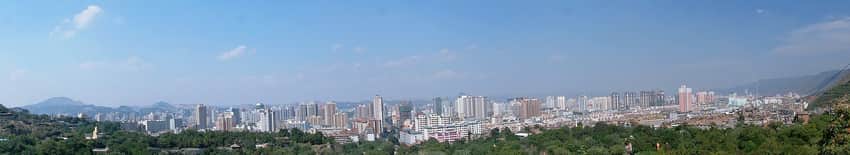 View from Five Springs Park in the Lanzhou city profile