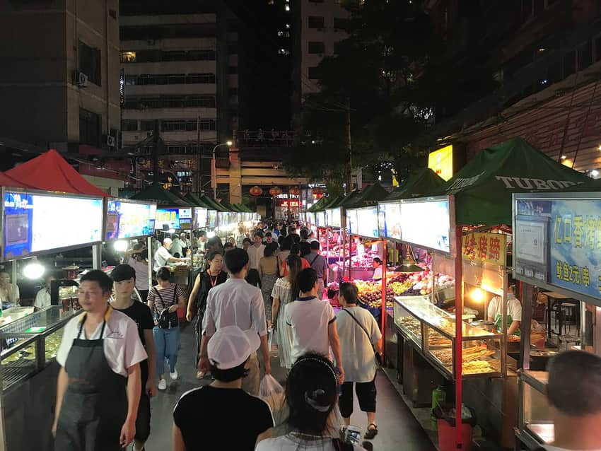 Evening market detail in the Lanzhou city profile