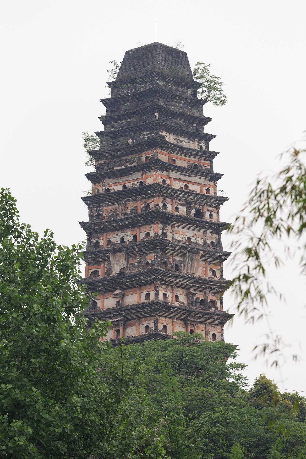 Historic brick Sanjiang White Pagoda in Jingyan County