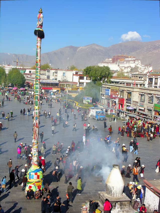 Barkhor Street in the Lhasa city profile