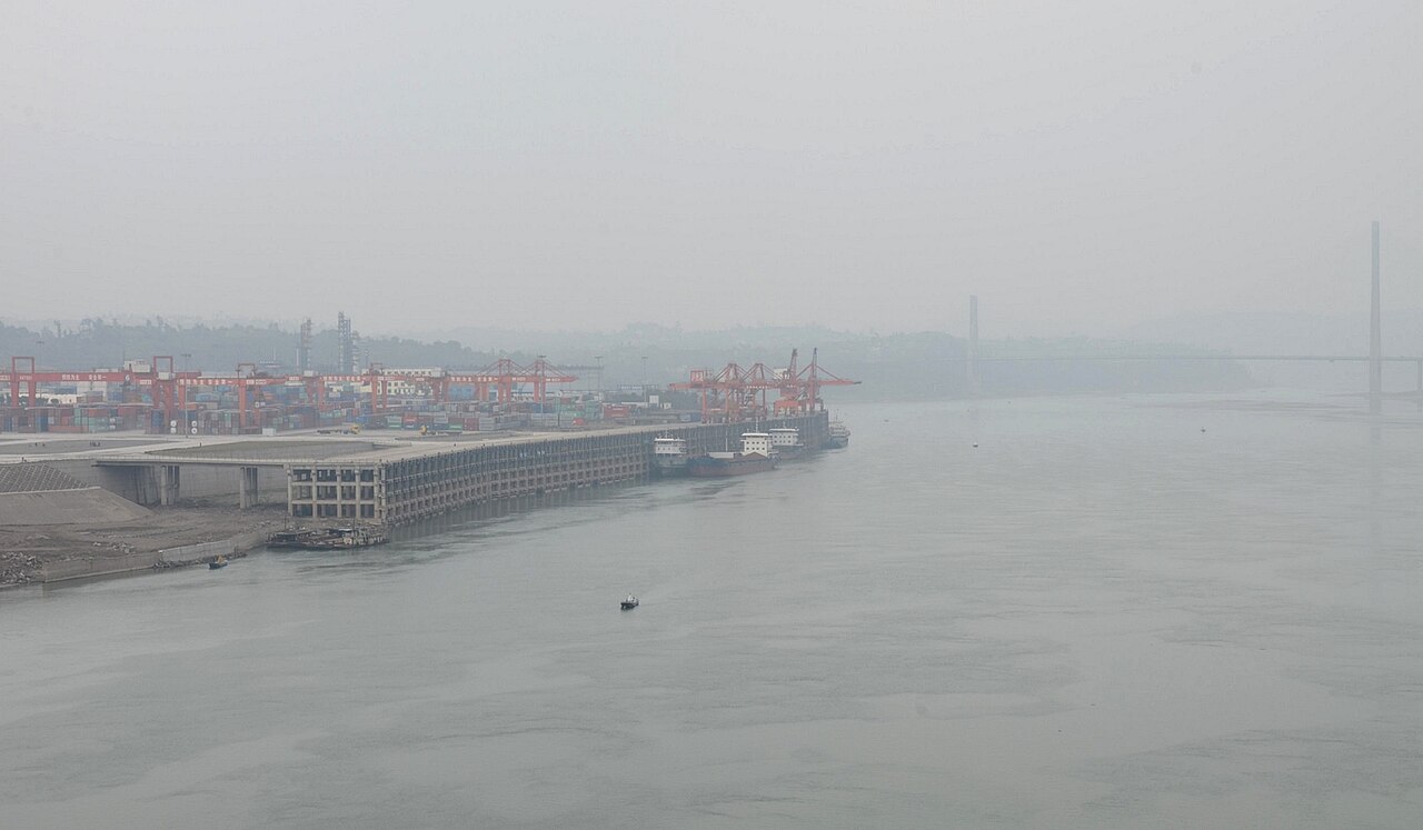Cargo facilities at Luzhou Port on the Yangtze River