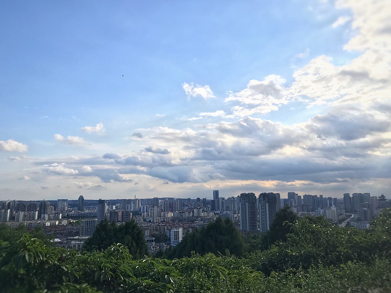 Central Mianyang viewed from Fule Mountain
