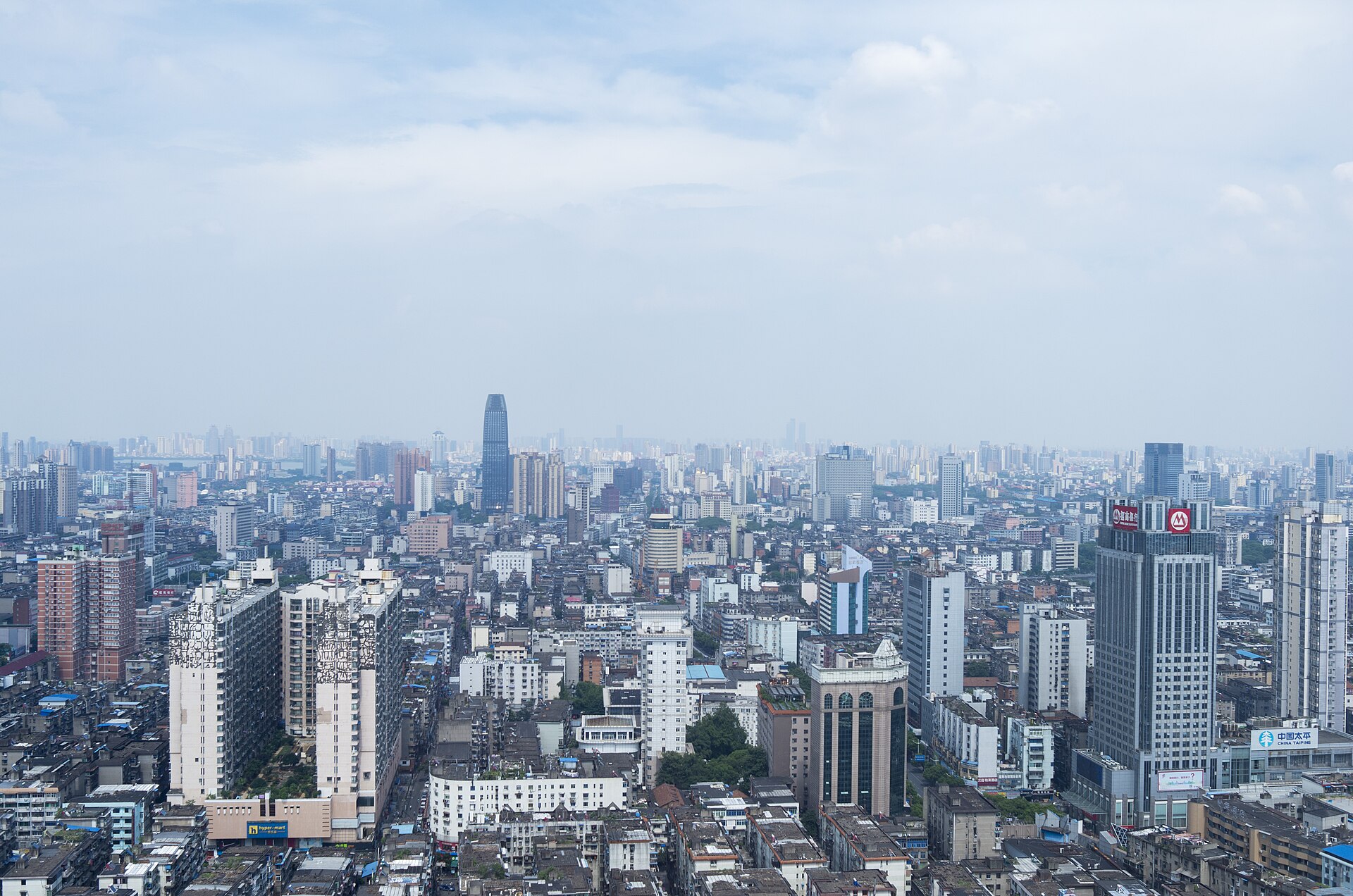 Dated 2017 elevated view across central Nanchang