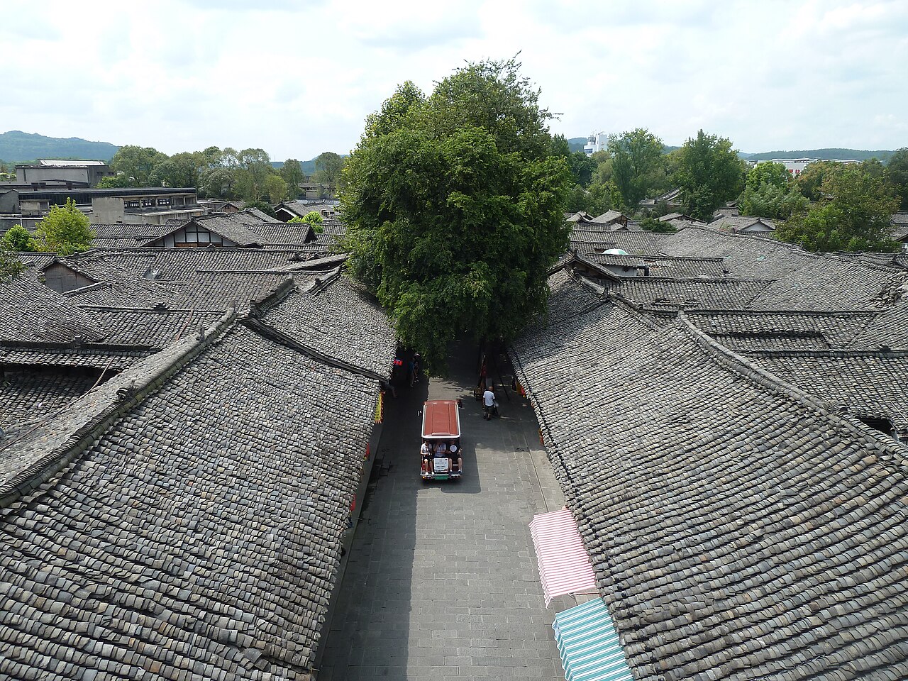 Historic roofs and lane in Langzhong