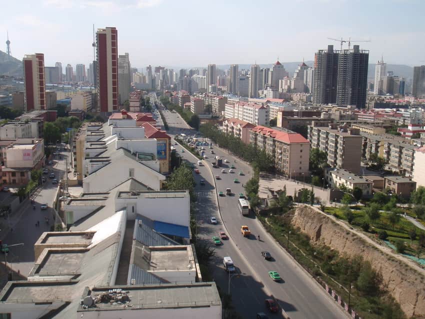 A dated valley street view in the Xining city profile