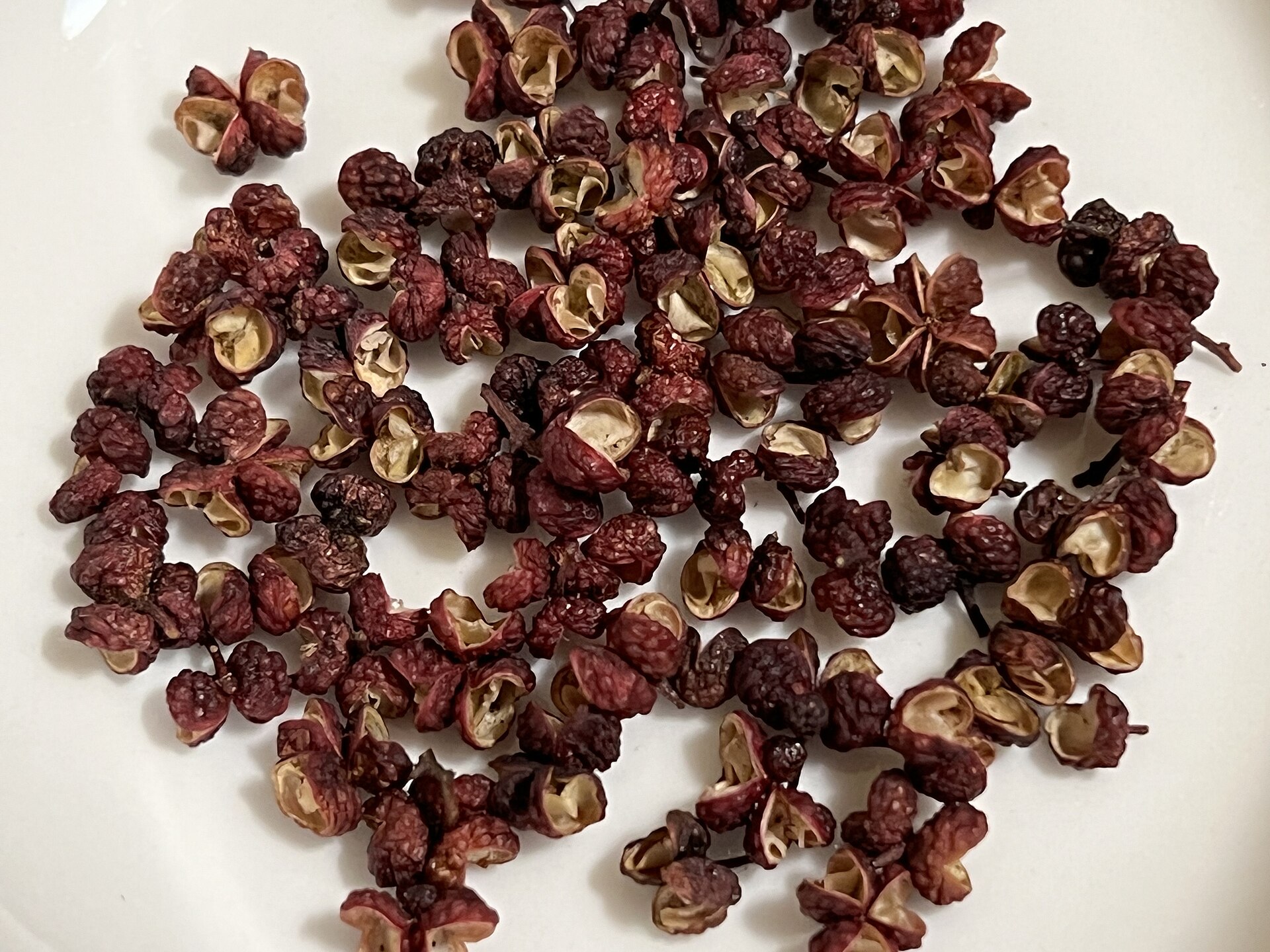 Close view of dried Hanyuan pepper from Qingxi