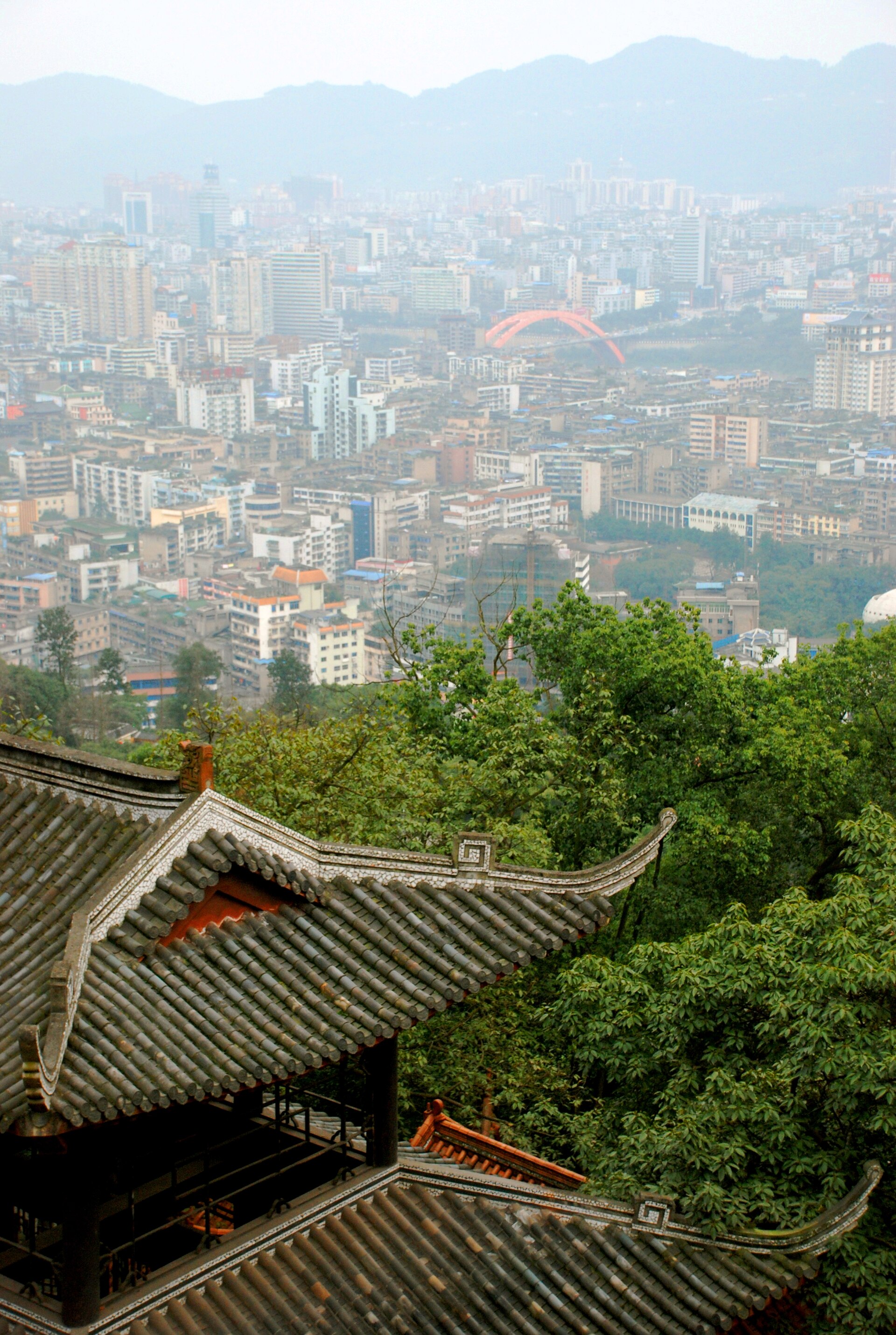 Elevated historical city view across Yibin