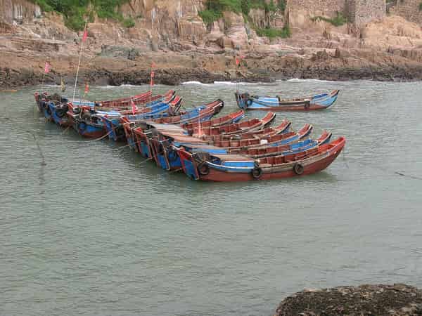 Fishing boats in the Dongji Islands in Zhoushan